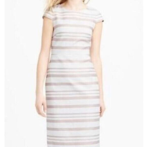J. Crew Mother of the Bride Pink Ivory Sheath Wedding Knee Length 100% cotton - Picture 1 of 8